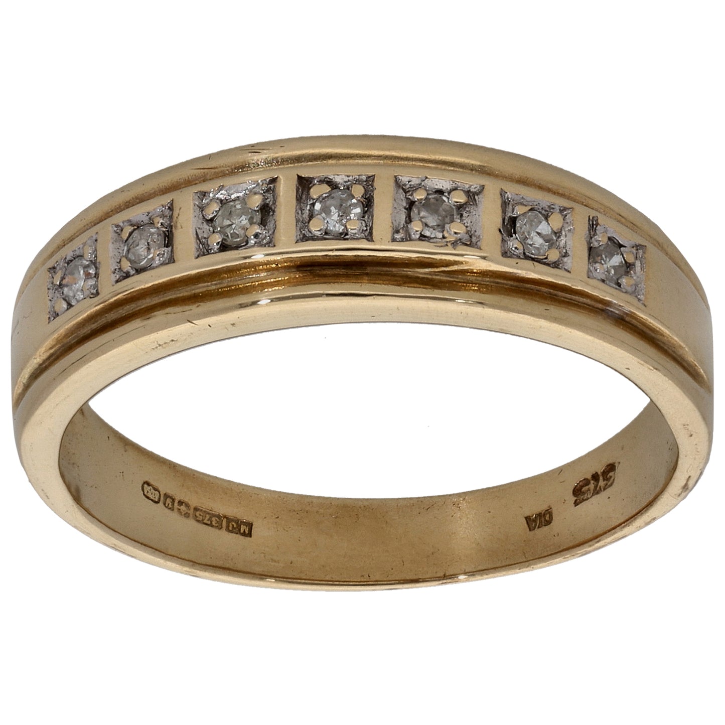 9ct Gold 0.07ct Diamond Half Eternity Ring Size S