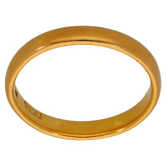 22ct Gold Plain Wedding Ring Size O