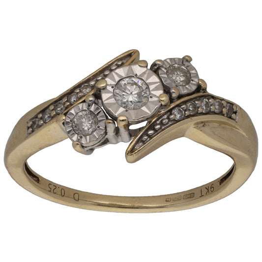 9ct Gold 0.25ct Diamond Dress/Cocktail Ring Size N