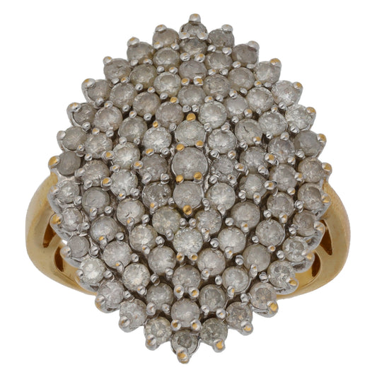 18ct Bicolour Gold 2.50ct Diamond Cluster Ring Size Q