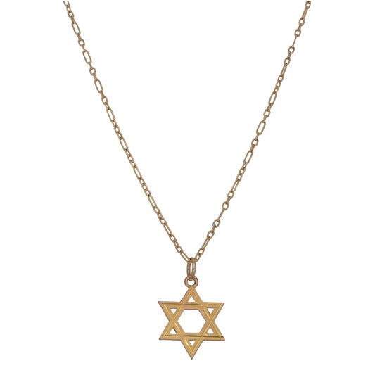 9ct Gold Star of David Pendant With Chain