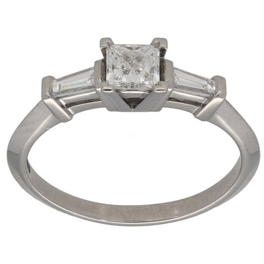 Platinum 0.60ct Diamond Trilogy Ring Size M