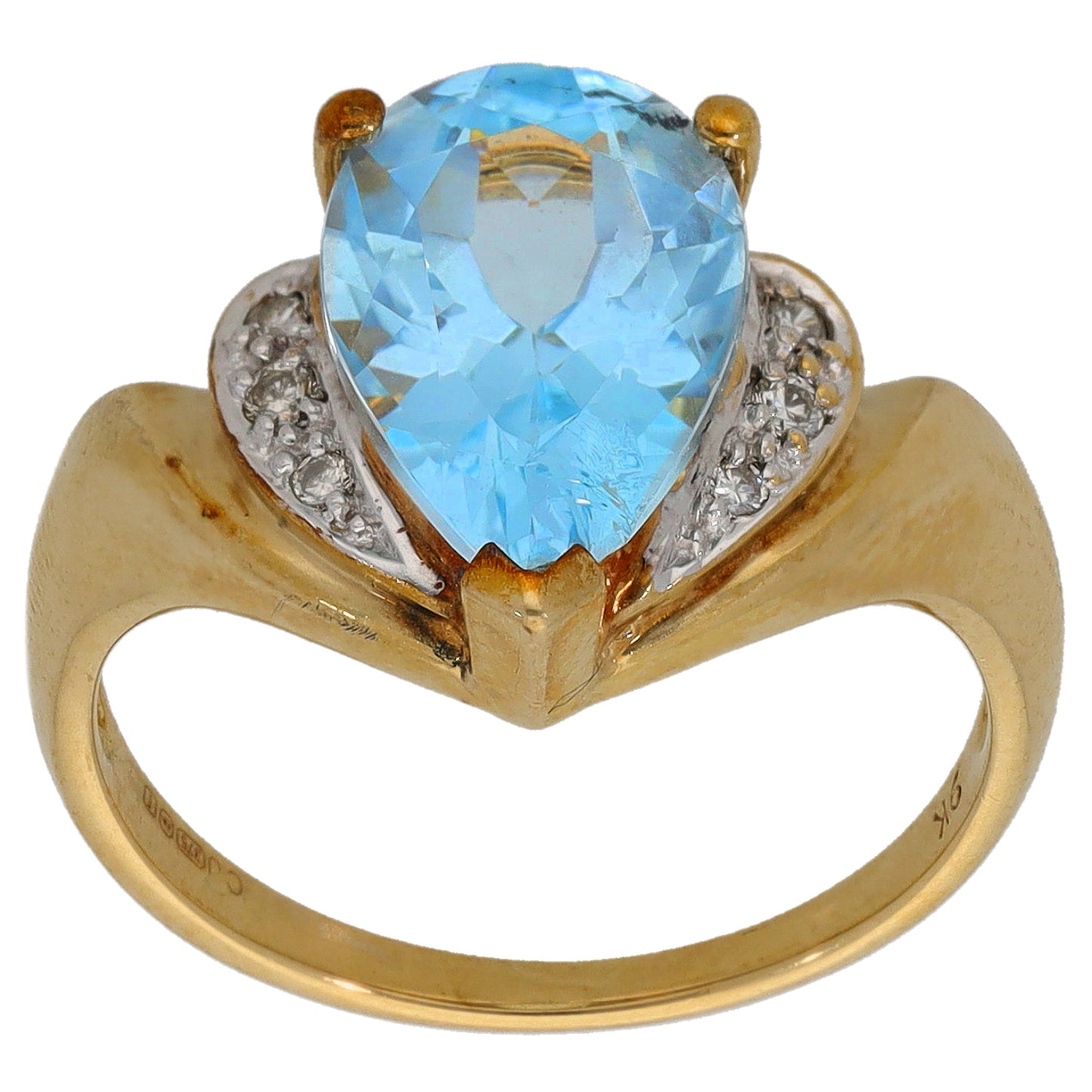 9ct Gold Topaz & 0.03ct Diamond Dress/Cocktail Ring Size M