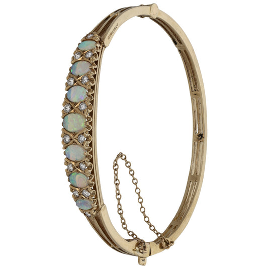 9ct Gold 0.42ct Diamond Hinged/Clasp Bangle