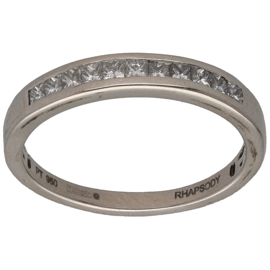 Platinum 0.66ct Diamond Half Eternity Ring Size T
