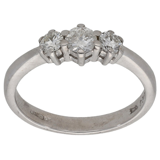 18ct White Gold 0.50ct Diamond Trilogy Ring Size M