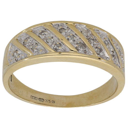 9ct Gold 0.075ct Diamond Dress/Cocktail Ring Size L