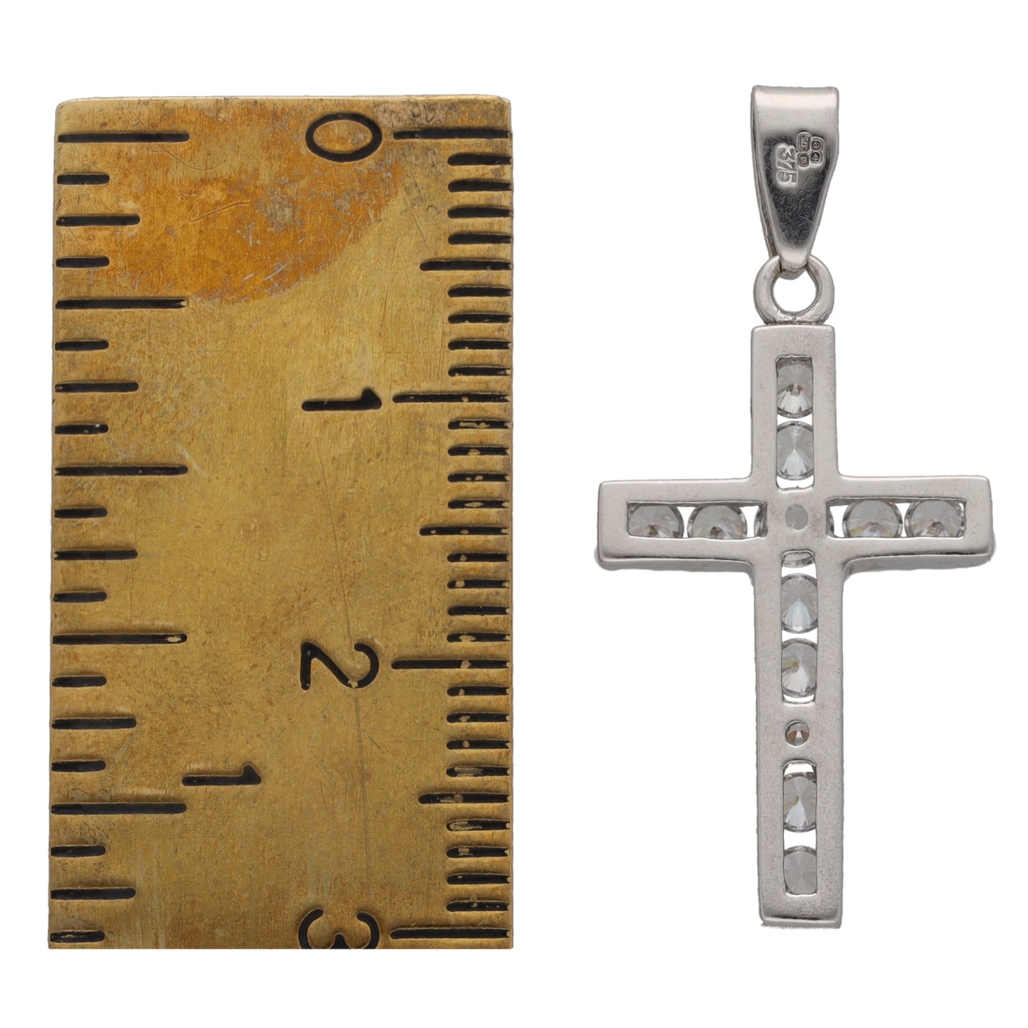 9ct White Gold Cubic Zirconia Cross Pendant