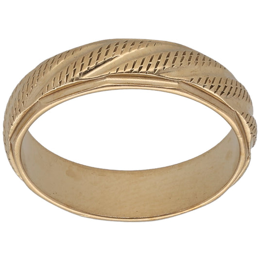 9ct Gold Patterned Wedding Ring Size M