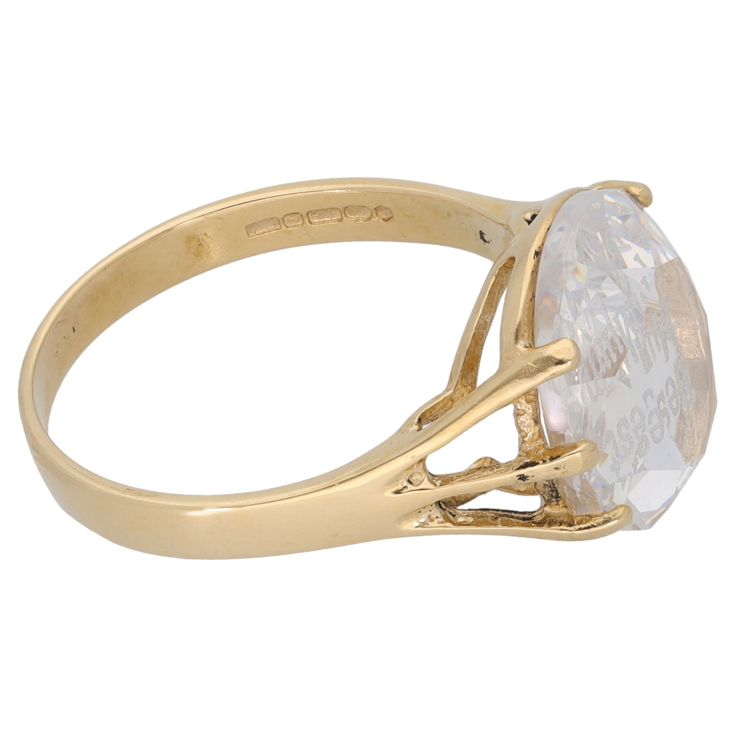 9ct Gold Imitation Single Stone Ring Size N