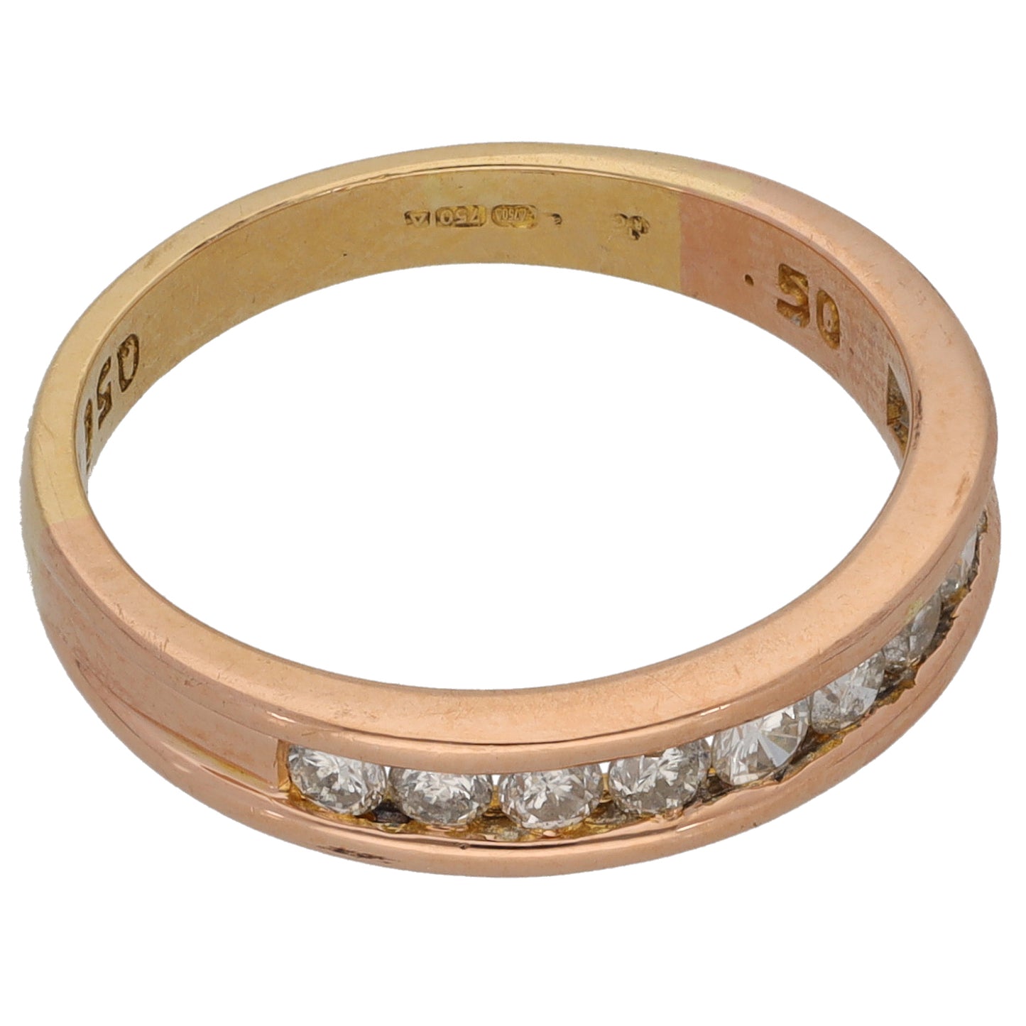 18ct Gold 0.50ct Diamond Half Eternity Ring Size N