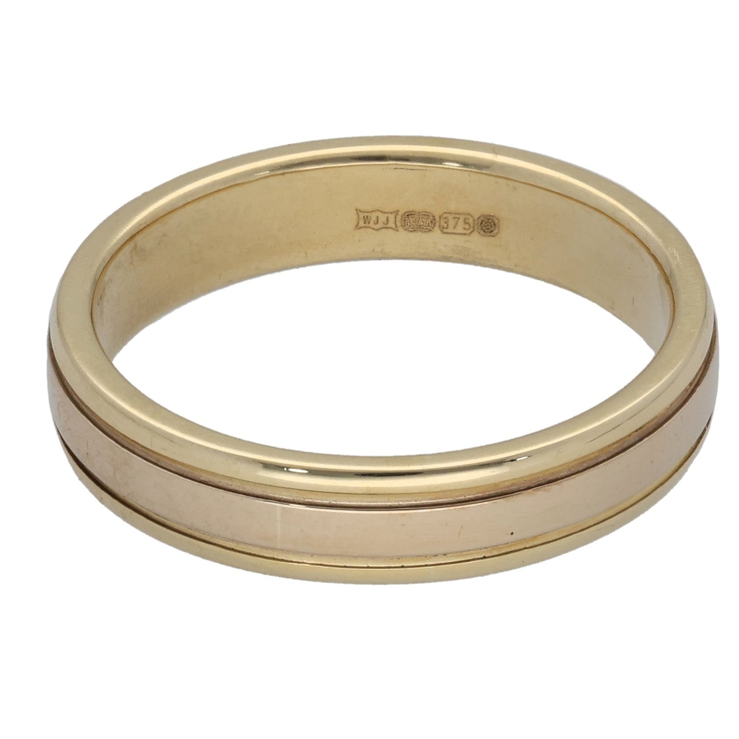 9ct Bicolour Gold Plain Wedding Ring Size M