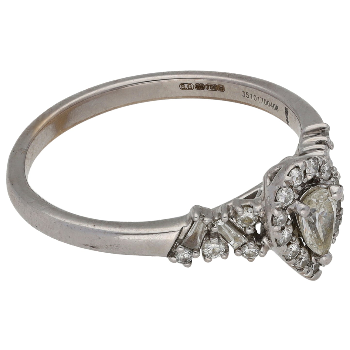 18ct White Gold 0.50ct Diamond Cluster Ring Size S