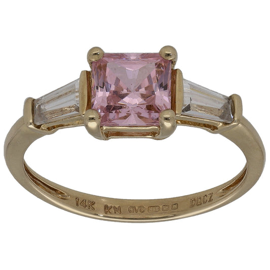 14ct Gold Cubic Zirconia Three Stone Ring Size O
