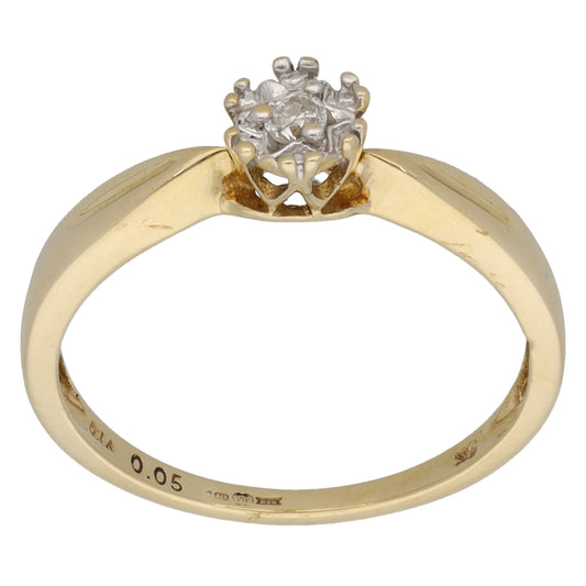 9ct Gold 0.05ct Diamond Solitaire Ring Size M