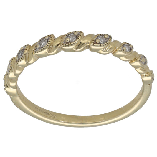 9ct Gold 0.02ct Diamond Half Eternity Ring Size M