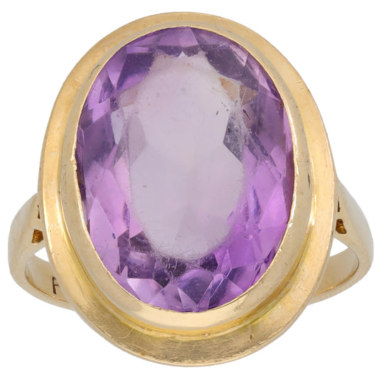 9ct Gold Amethyst Single Stone Ring Size N