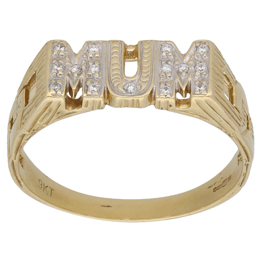 9ct Gold Cubic Zirconia Mum/Mother Ring Size T
