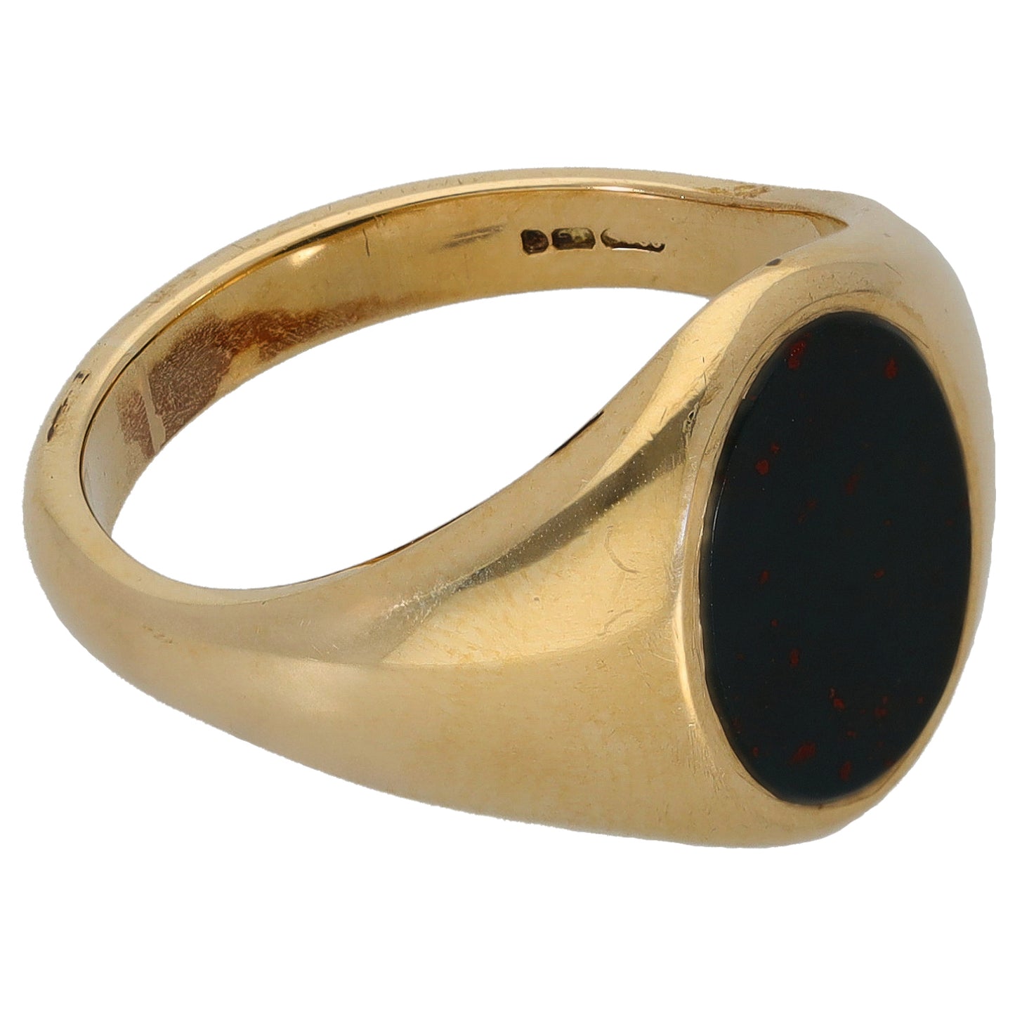 9ct Gold Bloodstone Single Stone Signet Ring Size N
