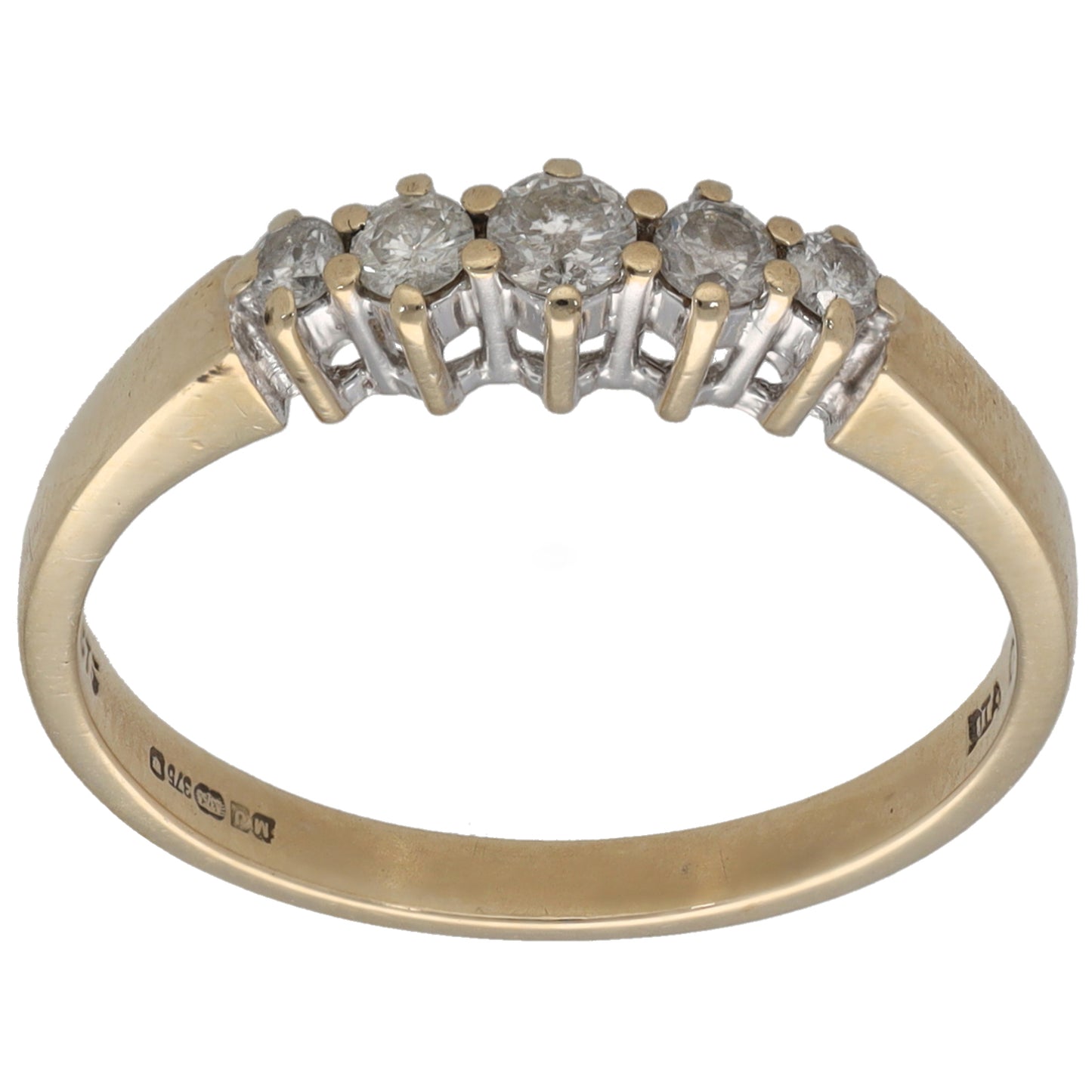 9ct Gold 0.25ct Diamond Half Eternity Ring Size O