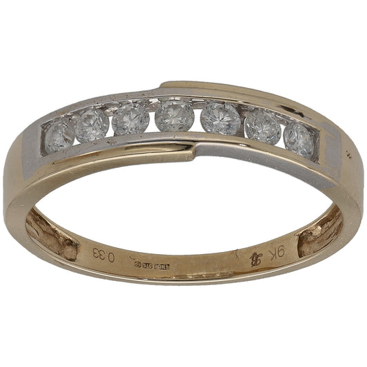 9ct Bicolour Gold 0.33ct Diamond Half Eternity Ring Size P
