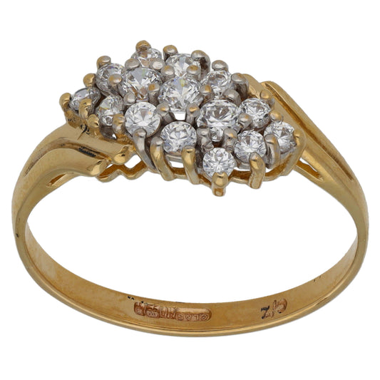 9ct Gold Cubic Zirconia Dress/Cocktail Ring Size Q