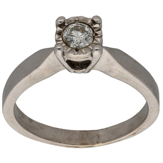 18ct White Gold 0.25ct Diamond Solitaire Ring Size O