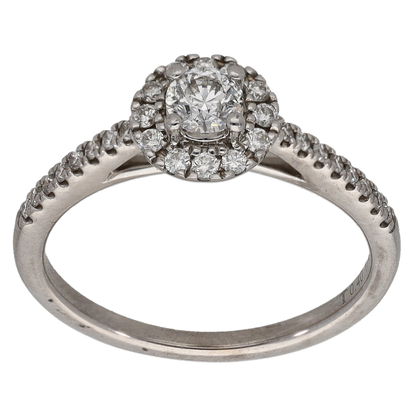 18ct White Gold 0.40ct Diamond Halo Ring Size K