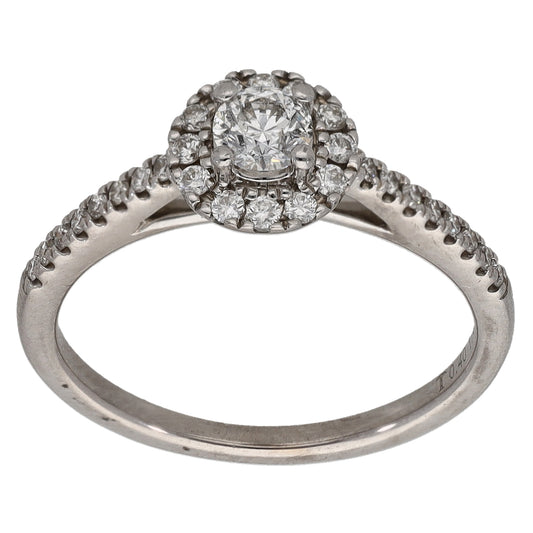 18ct White Gold 0.40ct Diamond Halo Ring Size K