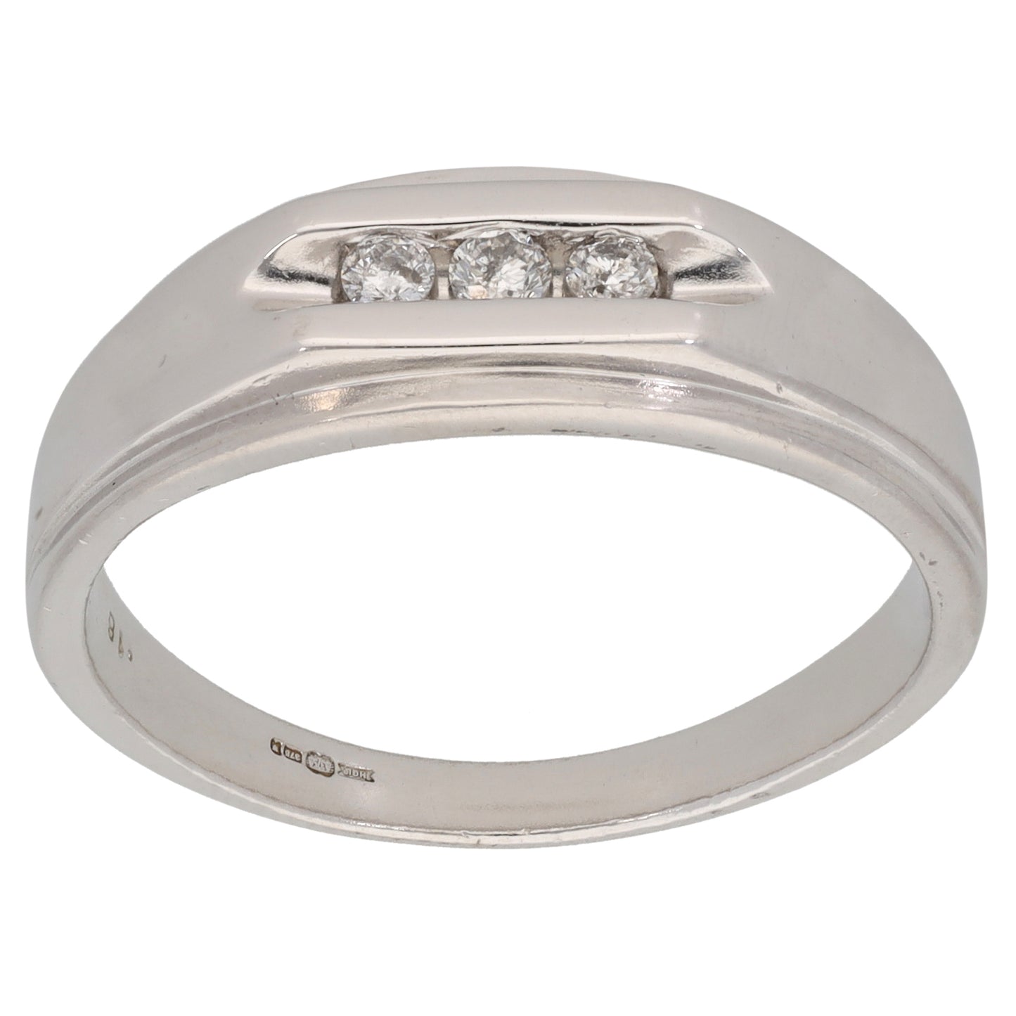 9ct White Gold 0.16ct Diamond Trilogy Ring Size W