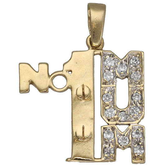 9ct Gold Cubic Zirconia Mum/Mother Pendant