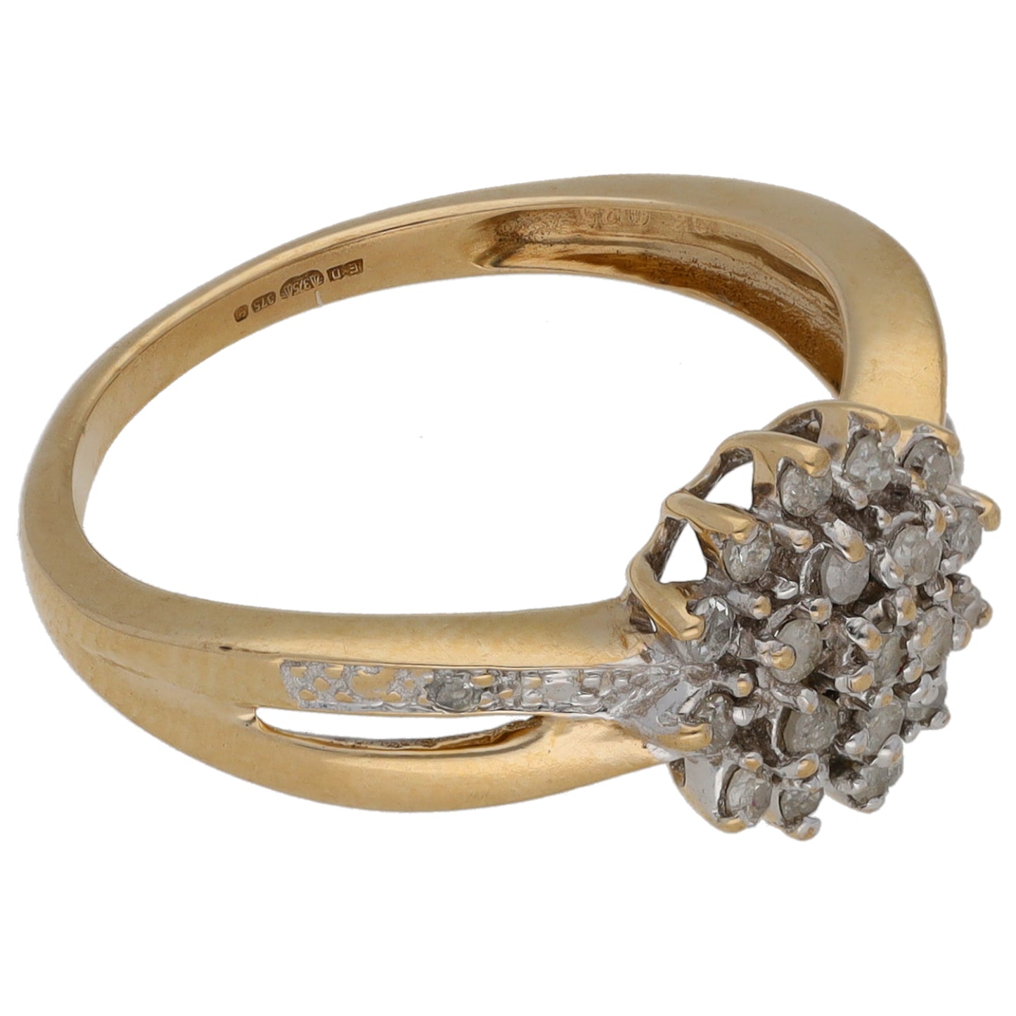 9ct Gold 0.25ct Diamond Cluster Ring Size M