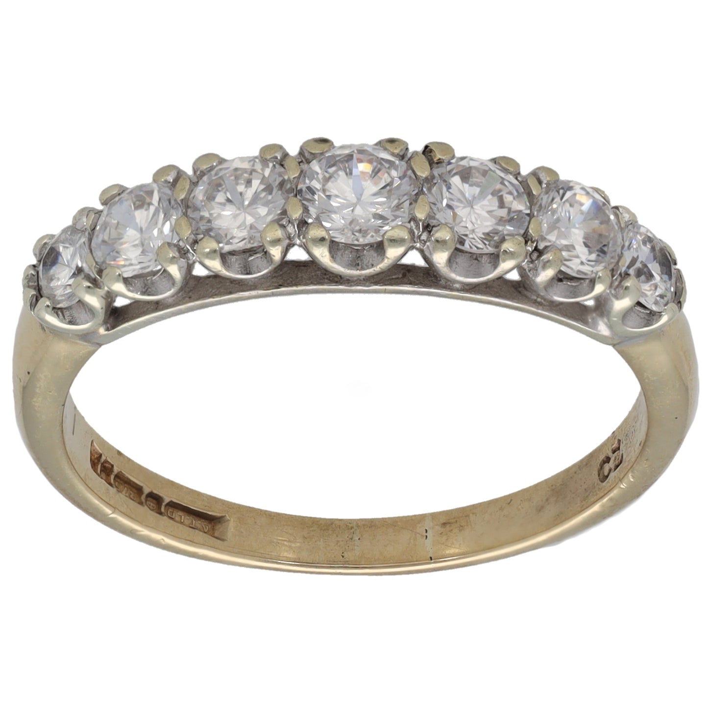 9ct Gold Cubic Zirconia Half Eternity Ring Size Q