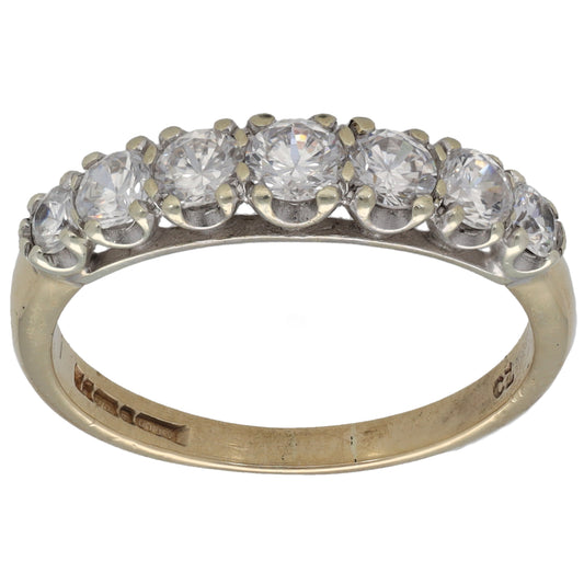 9ct Gold Cubic Zirconia Half Eternity Ring Size Q