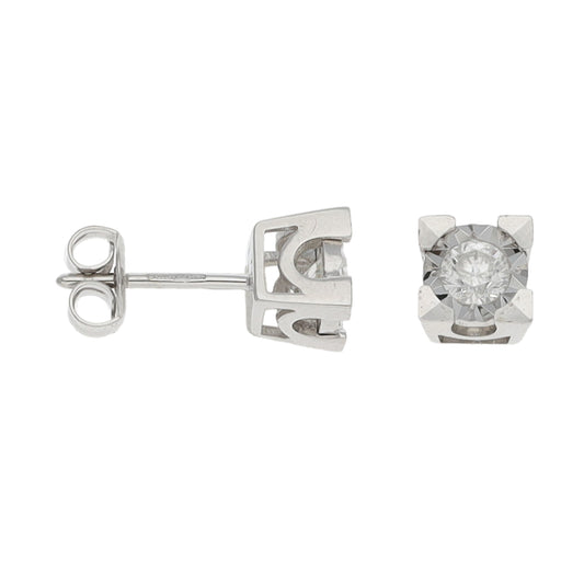 9ct White Gold 0.25ct Diamond Solitaire Earrings