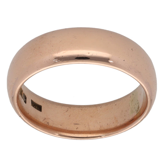 9ct Rose Gold Plain Wedding Ring Size T