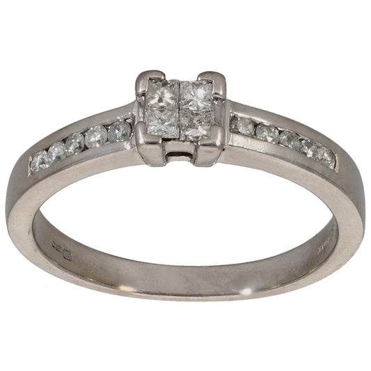 18ct White Gold 0.18ct Diamond Dress/Cocktail Ring Size L
