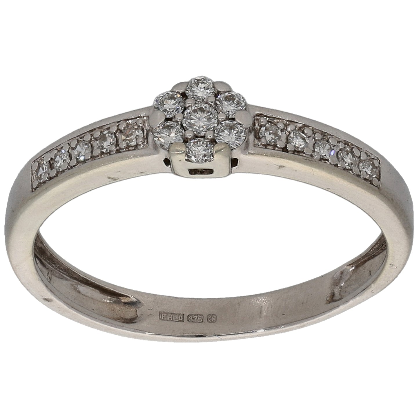 9ct White Gold 0.14ct Diamond Dress/Cocktail Ring Size L