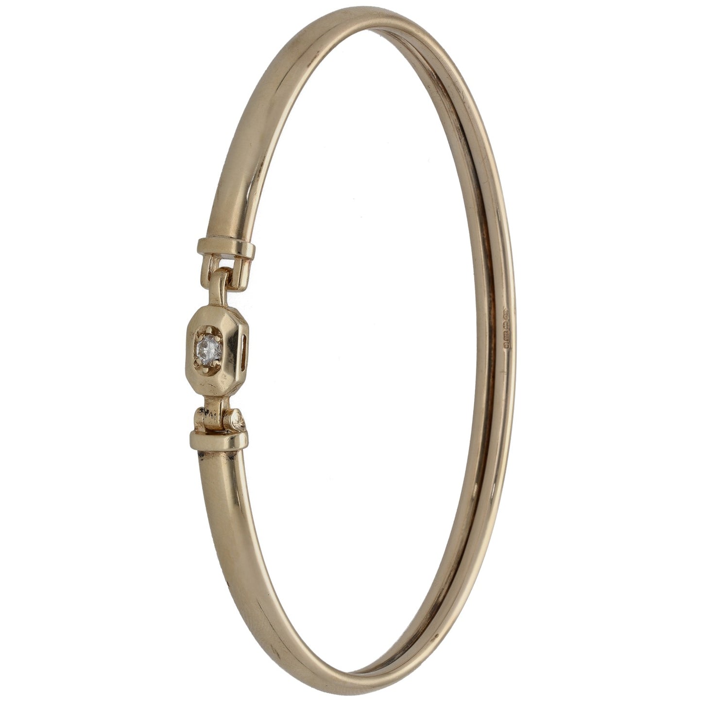 9ct Gold 0.10ct Diamond Hinged/Clasp Bangle
