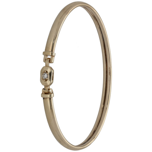 9ct Gold 0.10ct Diamond Hinged/Clasp Bangle