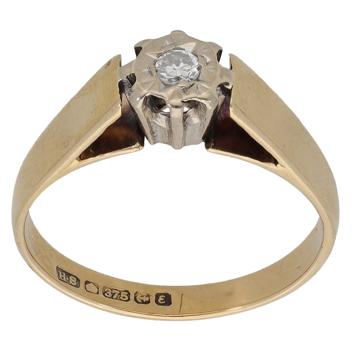 9ct Gold 0.05ct Diamond Solitaire Ring Size M