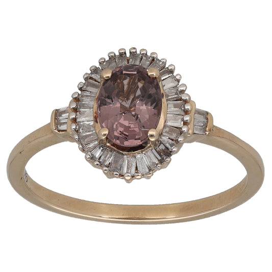 9ct Gold Zircon & 0.30ct Diamond Dress/Cocktail Ring Size O