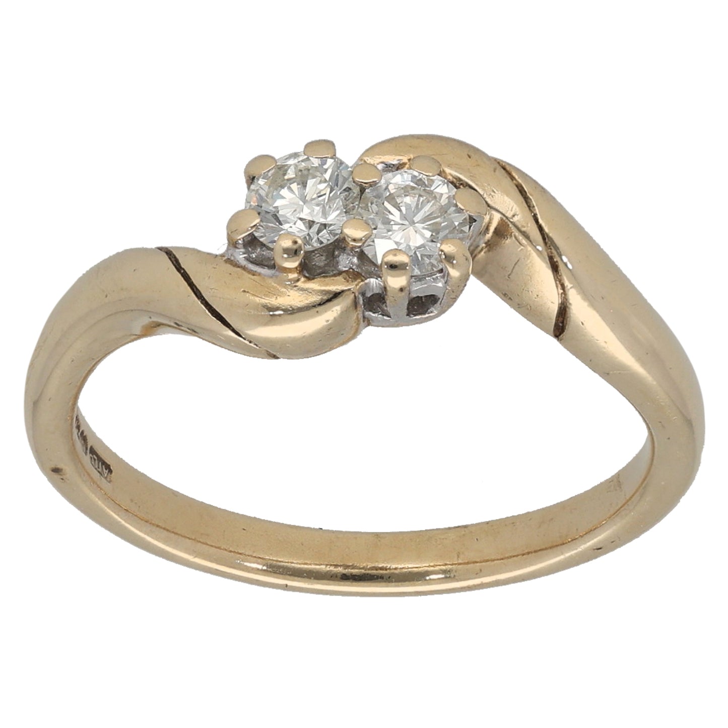 9ct Gold 0.20ct Diamond Two Stone Ring Size L