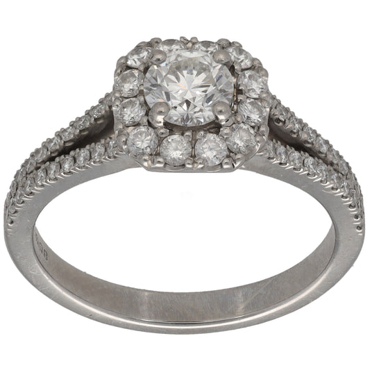 Platinum 1.16ct Diamond Halo Ring Size P