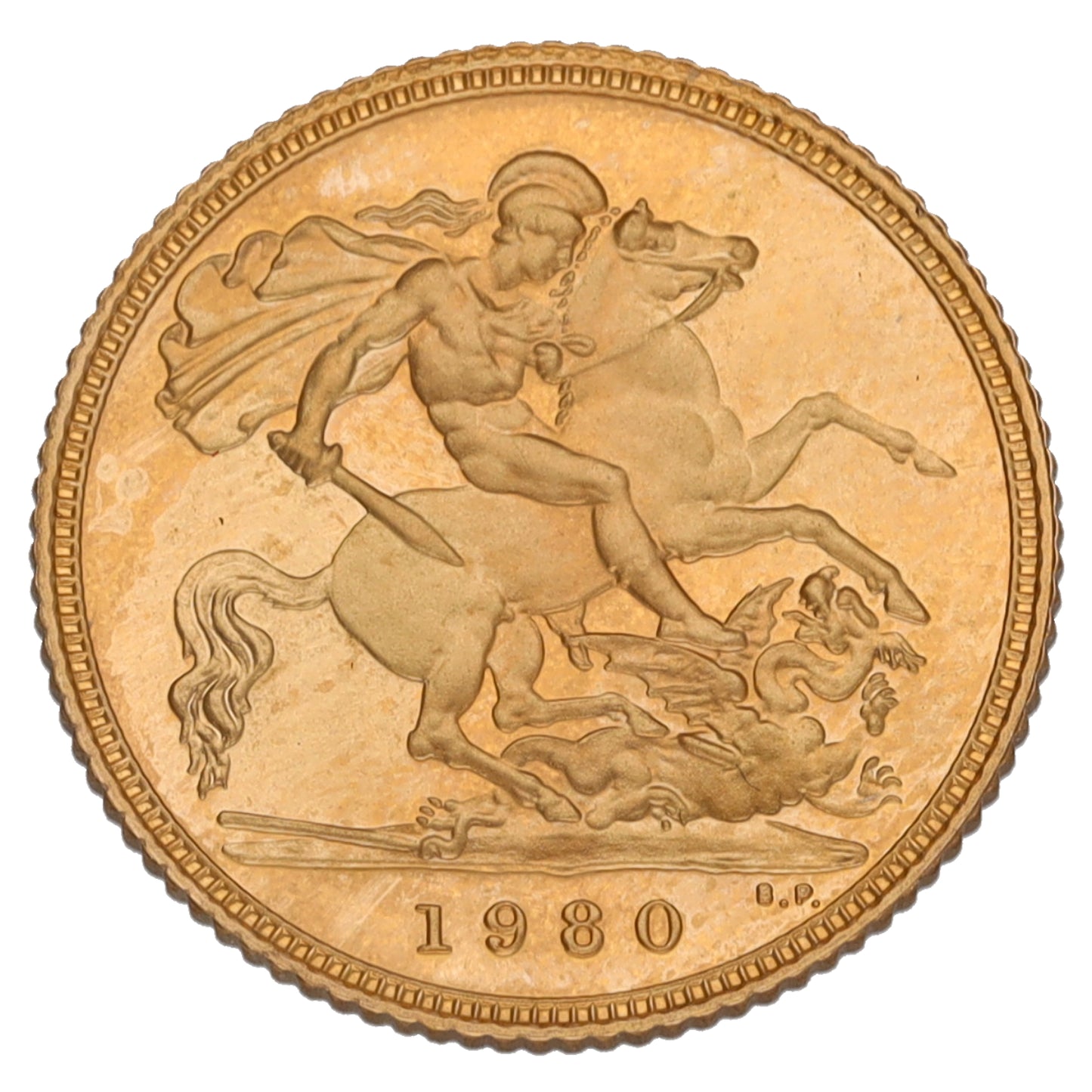 22ct Gold Queen Elizabeth II Half Sovereign Coin 1980