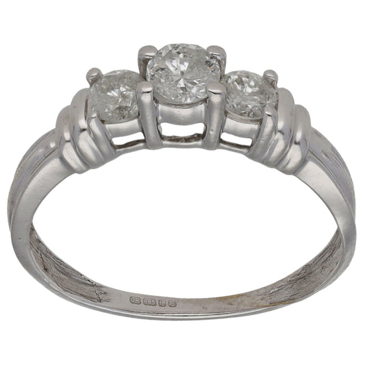 14ct White Gold 0.50ct Diamond Trilogy Ring Size P