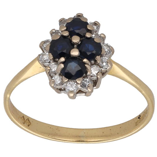 18ct Gold Sapphire & 0.28ct Diamond Dress/Cocktail Ring Size M
