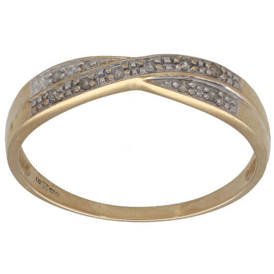 9ct Gold 0.05ct Diamond Half Eternity Ring Size O