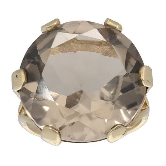 9ct Gold Smoky Quartz Single Stone Ring Size L