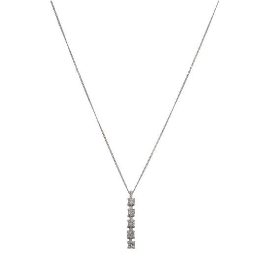 9ct White Gold 0.25ct Diamond Dress/Cocktail Pendant With Chain